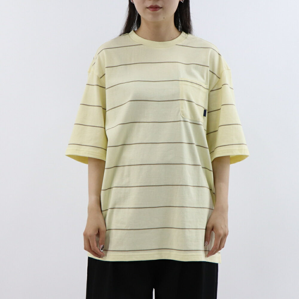 FILA Tシャツ ブルーグレー イエロー オーバーサイズ ボーダー 半袖 FS2RSE2104X