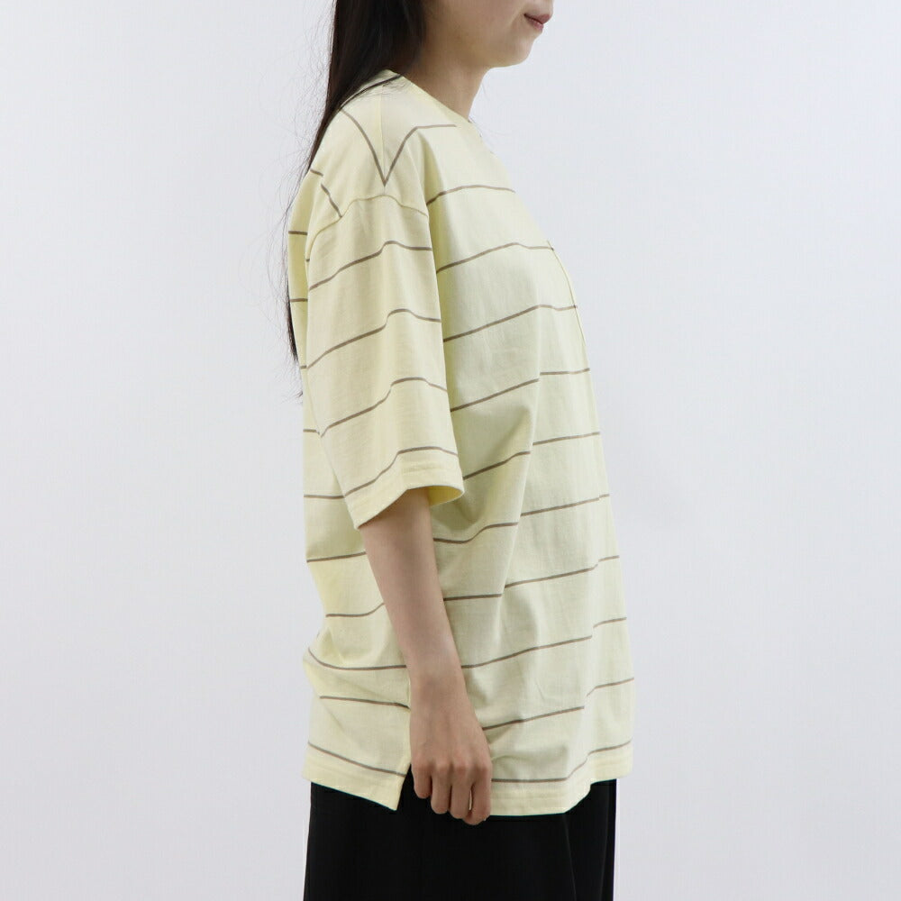 FILA Tシャツ ブルーグレー イエロー オーバーサイズ ボーダー 半袖 FS2RSE2104X