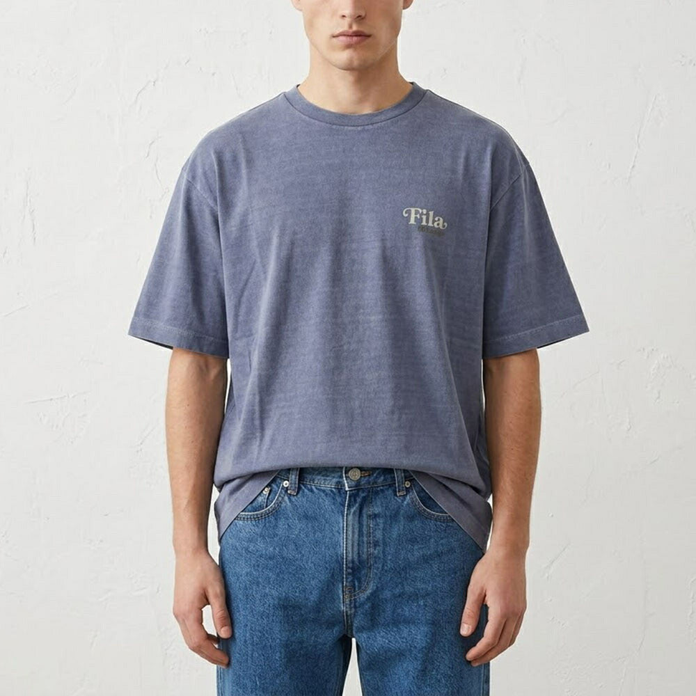 FILA Tシャツ ブルーグレー チャコールグレー ロゴ ワンポイント 半袖 FS2RSE2105X