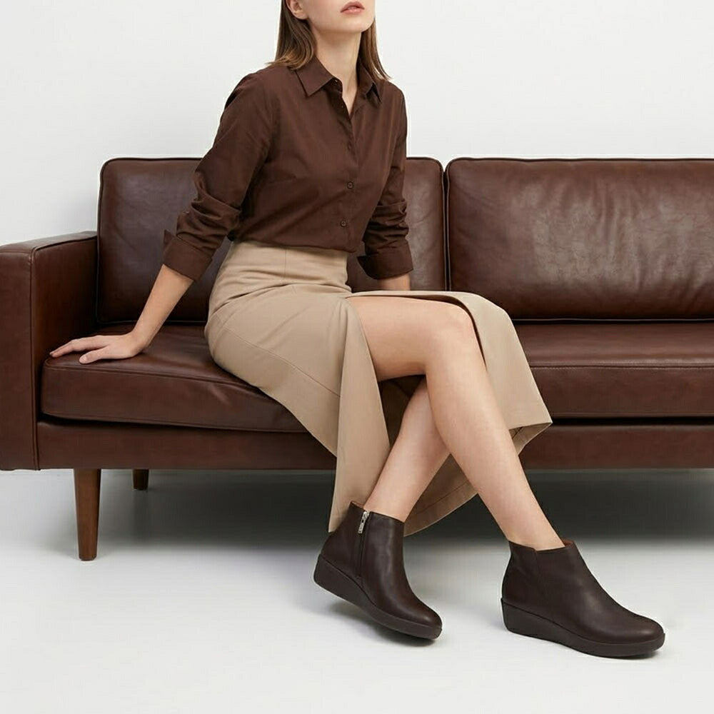 FITFLOP フィットフロップ レディース シューズ ブーツ ブラック レザー アンクルブーツ ショートブーツ FFSO3F702W3045