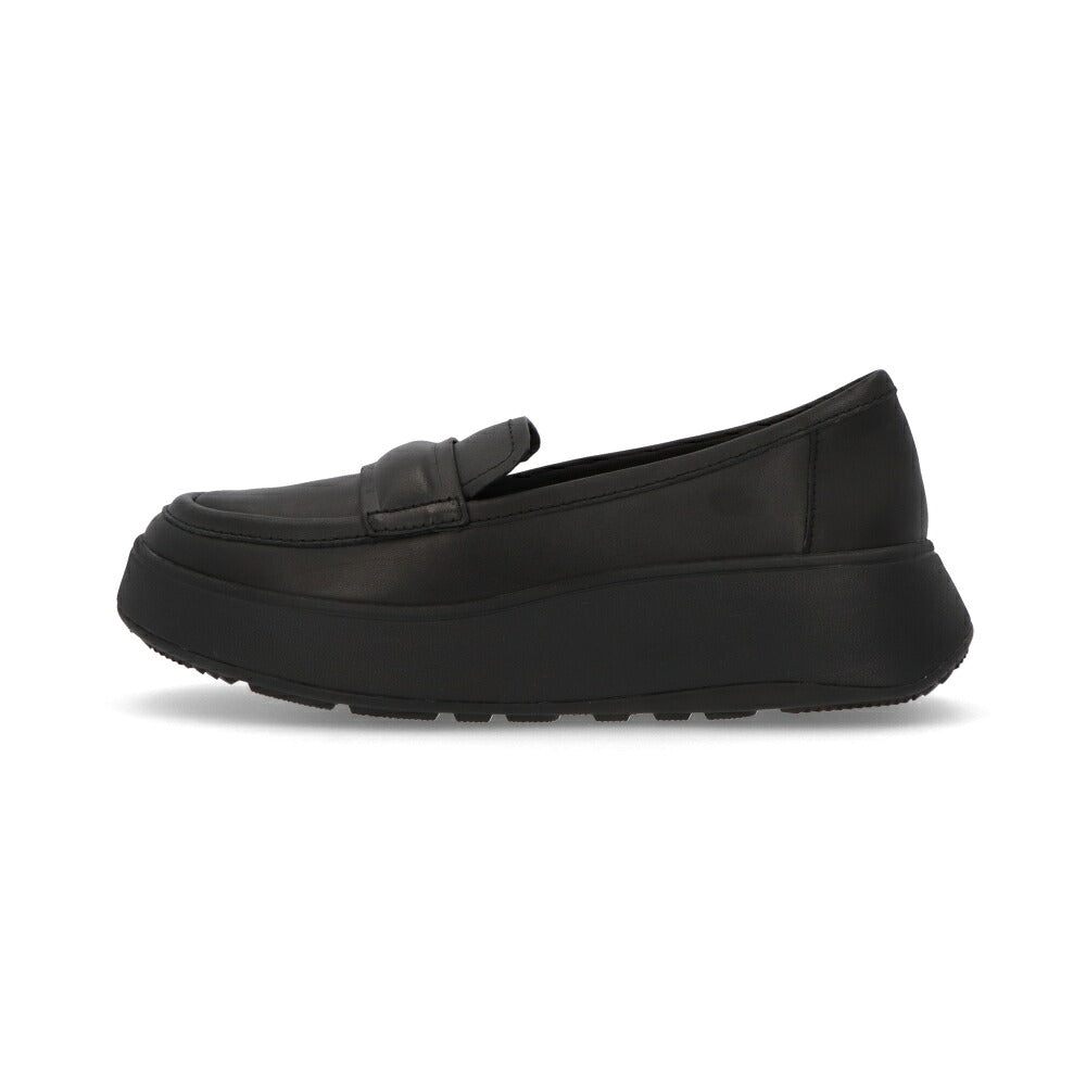 FITFLOP フィットフロップ レディース シューズ レザーシューズ F-MODE PADDED-DETAIL LEATHER FLATFORM LOAFERS ブラック レザー 厚底 シンプル ローファー HG3