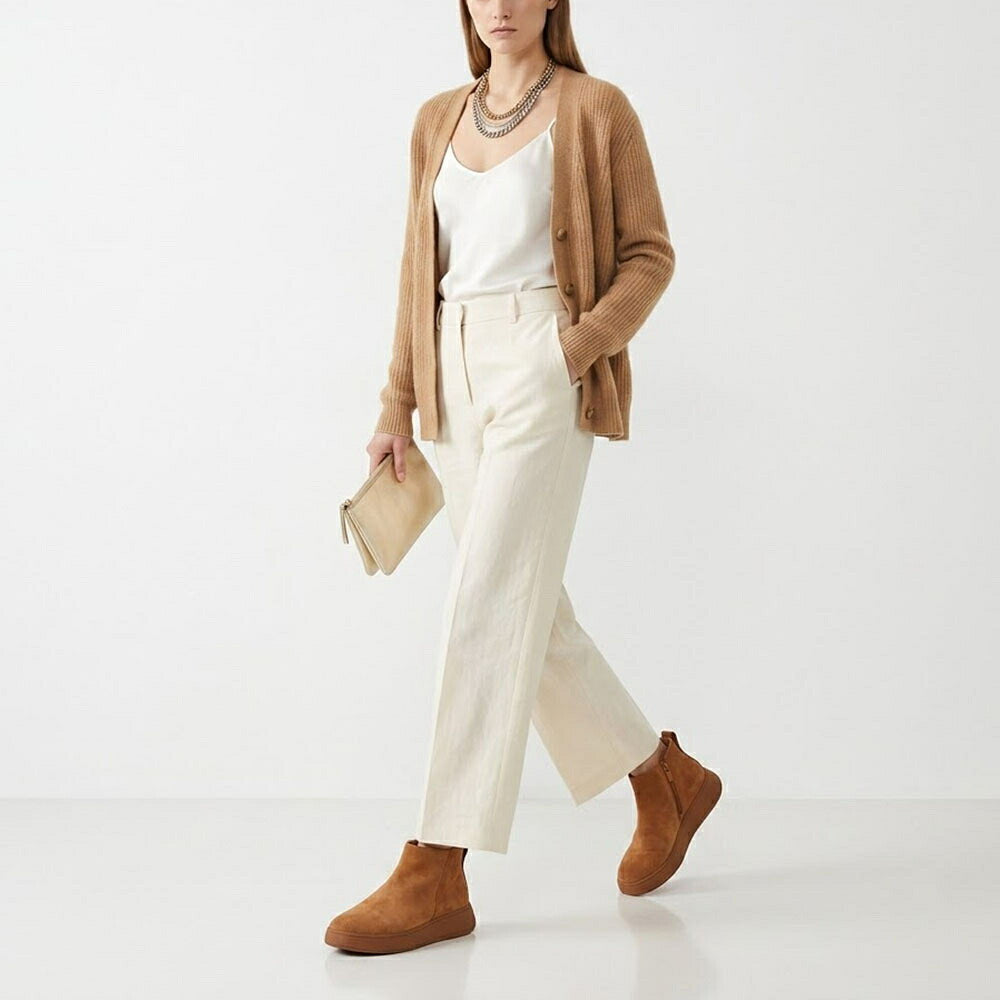 FITFLOP フィットフロップ レディース シューズ ブーツ F-MODE ANKLE BOOT ライトブラウン レザー スエード 厚底ブーツ シンプル ショートブーツ GM3