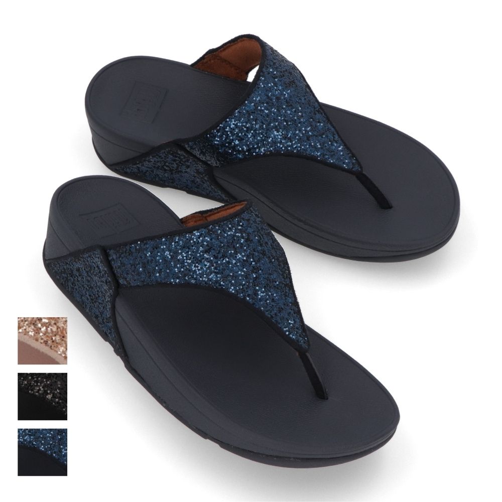 FITFLOP フィットフロップ レディース シューズ サンダル Lulu Glitter Toe-Thongs ブラックグリッター ネイビー ローズゴールド ポリエチレンテレフタレート トングサンダル ウェッジヒール ヒールあり X03