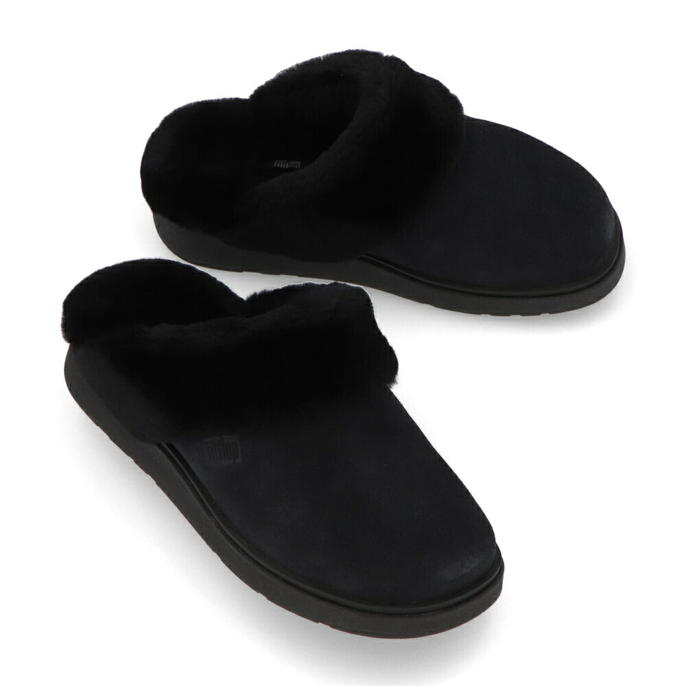 FITFLOP フィットフロップ レディース シューズ サボ ブラック ダークブラウン スエード スリッポン ファー GS7