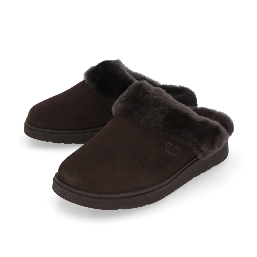 FITFLOP フィットフロップ レディース シューズ サボ ブラック ダークブラウン スエード スリッポン ファー GS7