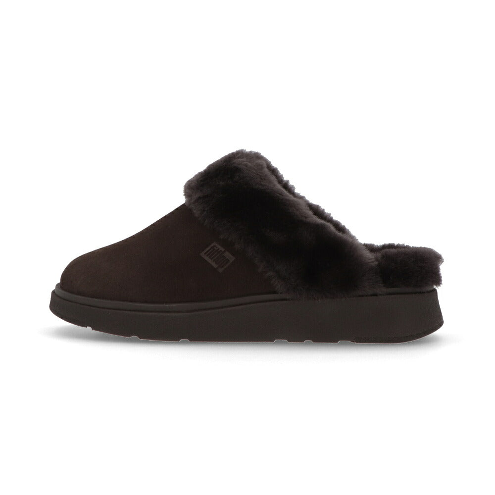 FITFLOP フィットフロップ レディース シューズ サボ ブラック ダークブラウン スエード スリッポン ファー GS7