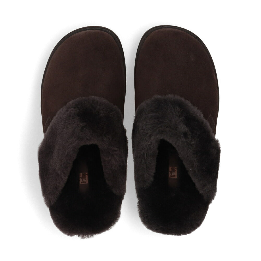 FITFLOP フィットフロップ レディース シューズ サボ ブラック ダークブラウン スエード スリッポン ファー GS7