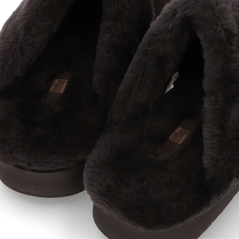 FITFLOP フィットフロップ レディース シューズ サボ ブラック ダークブラウン スエード スリッポン ファー GS7