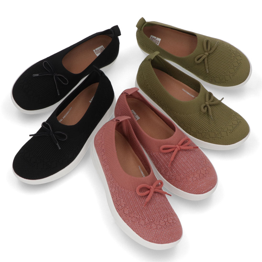 FITFLOP フィットフロップ レディース シューズ スニーカー ブラック オリーブ ピンク スリッポン リボン バレエシューズ フラットシューズ E90