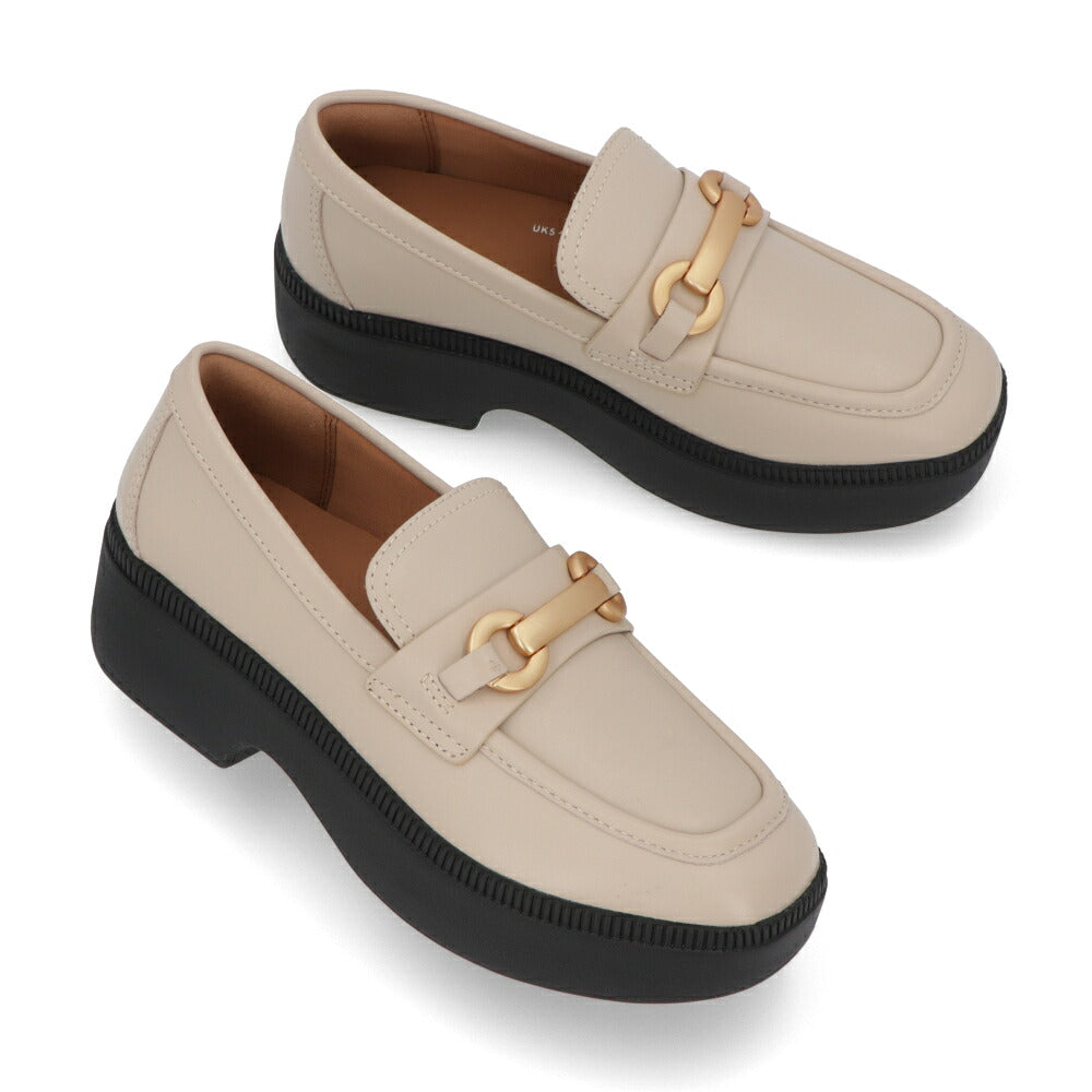 FITFLOP フィットフロップ レディース シューズ レザーシューズ FLUMA CHUNYSNAFFLE BOXLEATHER DEM WEDGE LOAFERS アイボリー 厚底 ローファー IJ7