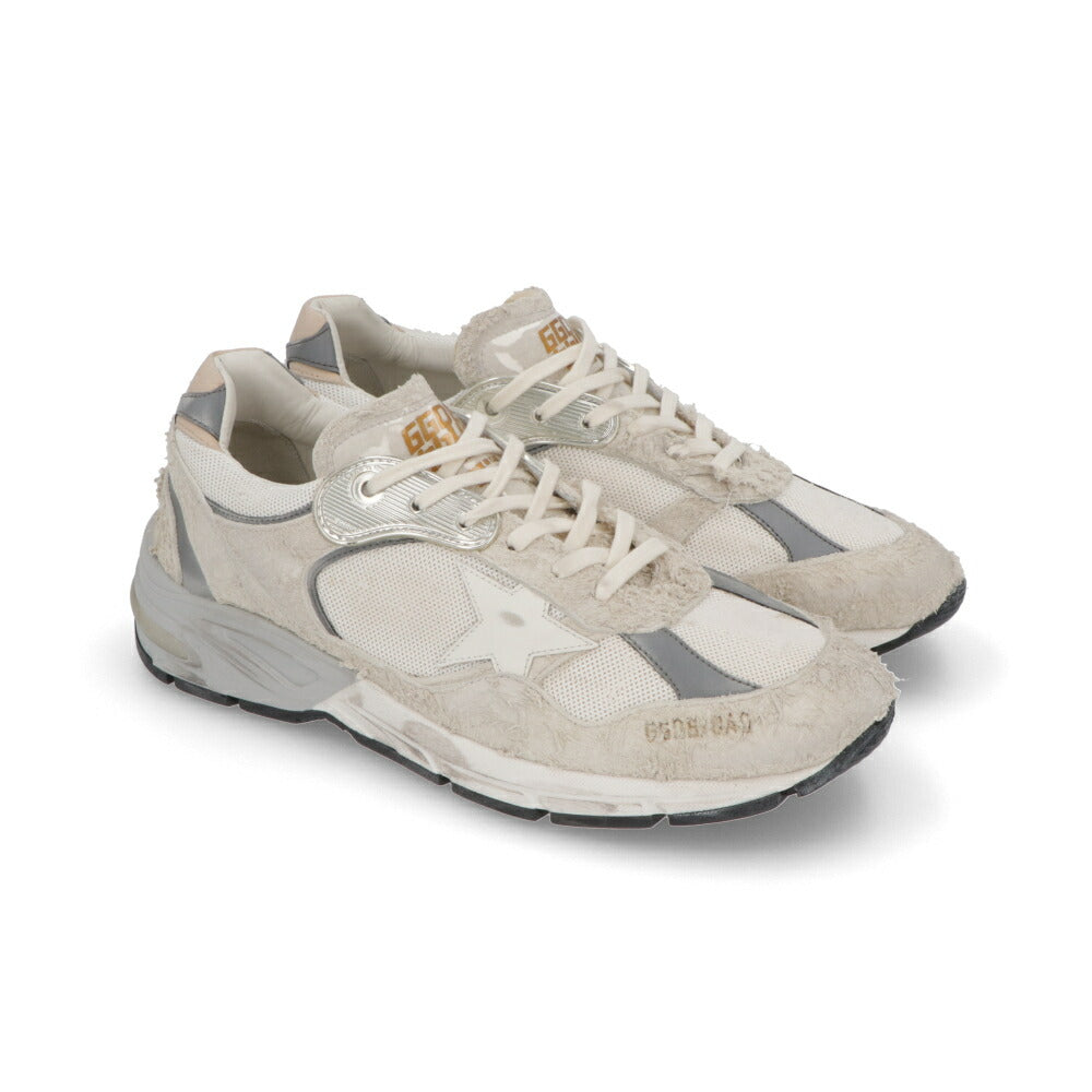GOLDEN GOOSE ゴールデングース メンズ シューズ スニーカー ホワイト×グレー カウレザー ポリアミド Dad STAR ユーズド加工 ローカット GMF00199 F002156 80185