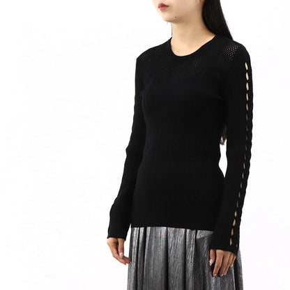 ケンゾー トップス ニット レディース VISCOSE BLEND SOLID JUMPE ブラック レーヨン リブニット 長袖 FA52PU511842 99