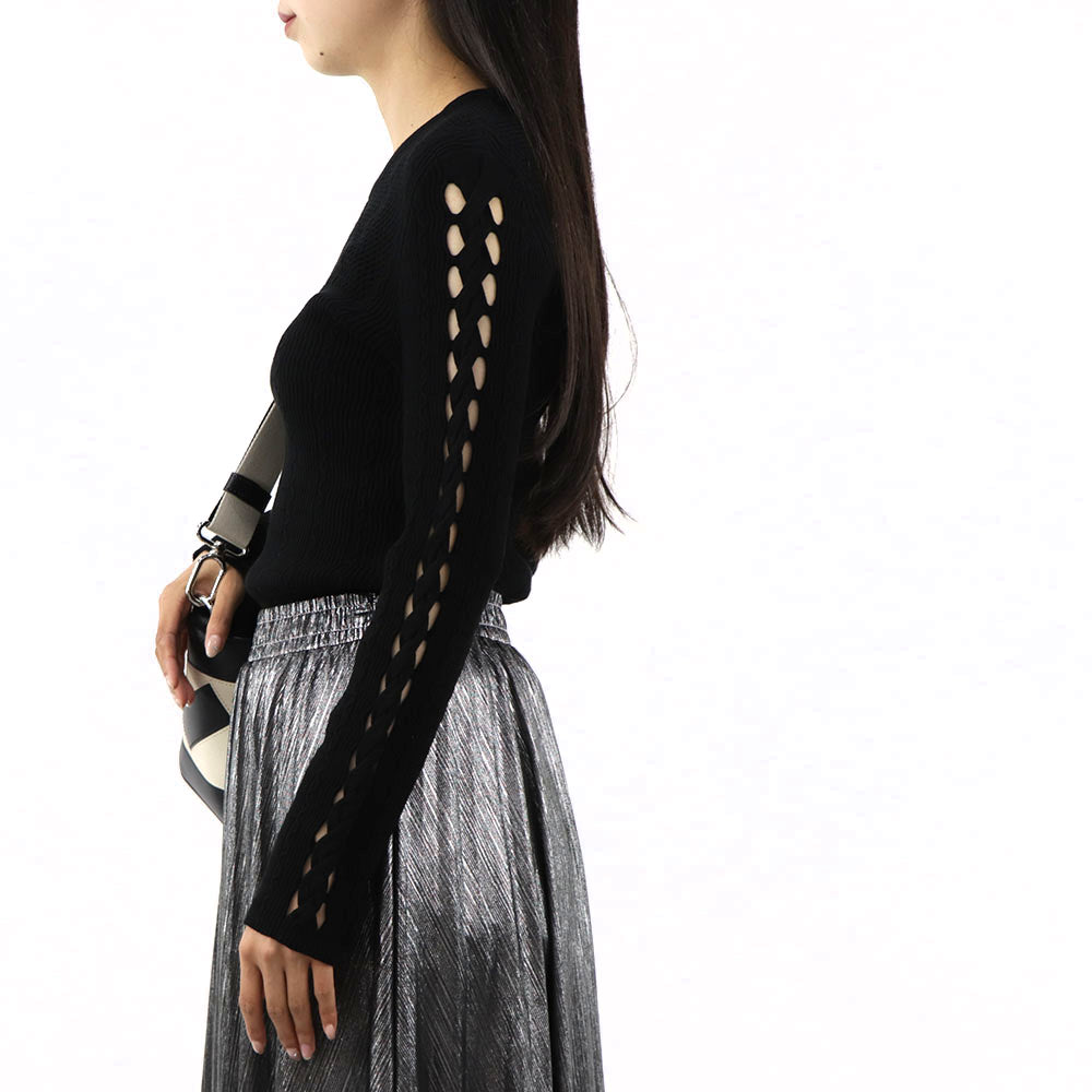 ケンゾー トップス ニット レディース VISCOSE BLEND SOLID JUMPE ブラック レーヨン リブニット 長袖 FA52PU511842 99