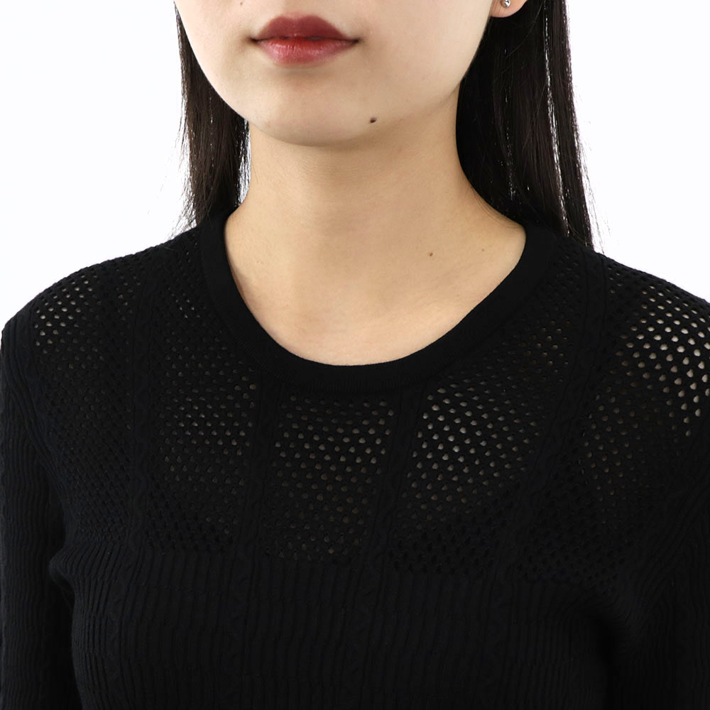 ケンゾー トップス ニット レディース VISCOSE BLEND SOLID JUMPE ブラック レーヨン リブニット 長袖 FA52PU511842 99