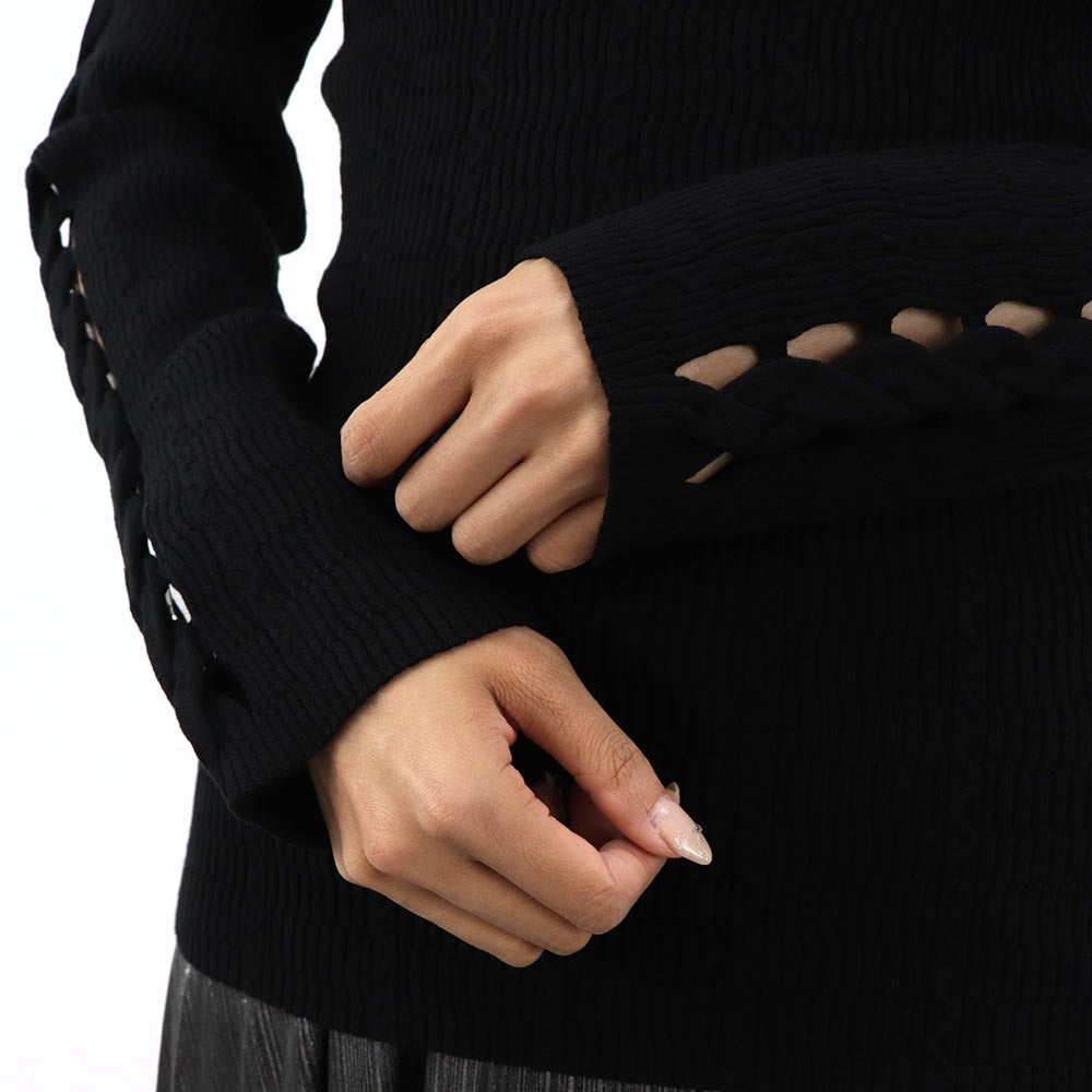 ケンゾー トップス ニット レディース VISCOSE BLEND SOLID JUMPE ブラック レーヨン リブニット 長袖 FA52PU511842 99
