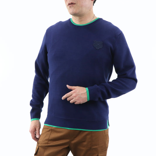 ケンゾー トップス ニット メンズ TIGER CREST JUMPER ネイビー コットン ラッキータイガー 刺繍 ワンポイント FA55PU2023AB 77