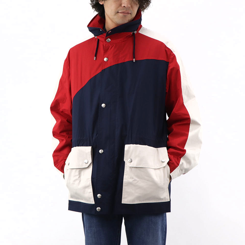 ケンゾー ブルゾン ジャケット メンズ NAUTICAL PARKA レッド ネイビー ホワイト コット カラーブロックコットンジャケット フーディーン FA55OU6501NA 77