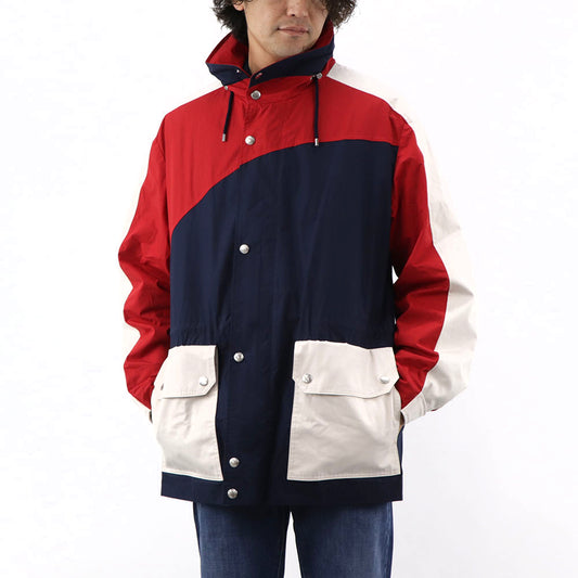 ケンゾー ブルゾン ジャケット メンズ NAUTICAL PARKA レッド ネイビー ホワイト コット カラーブロックコットンジャケット フーディーン FA55OU6501NA 77