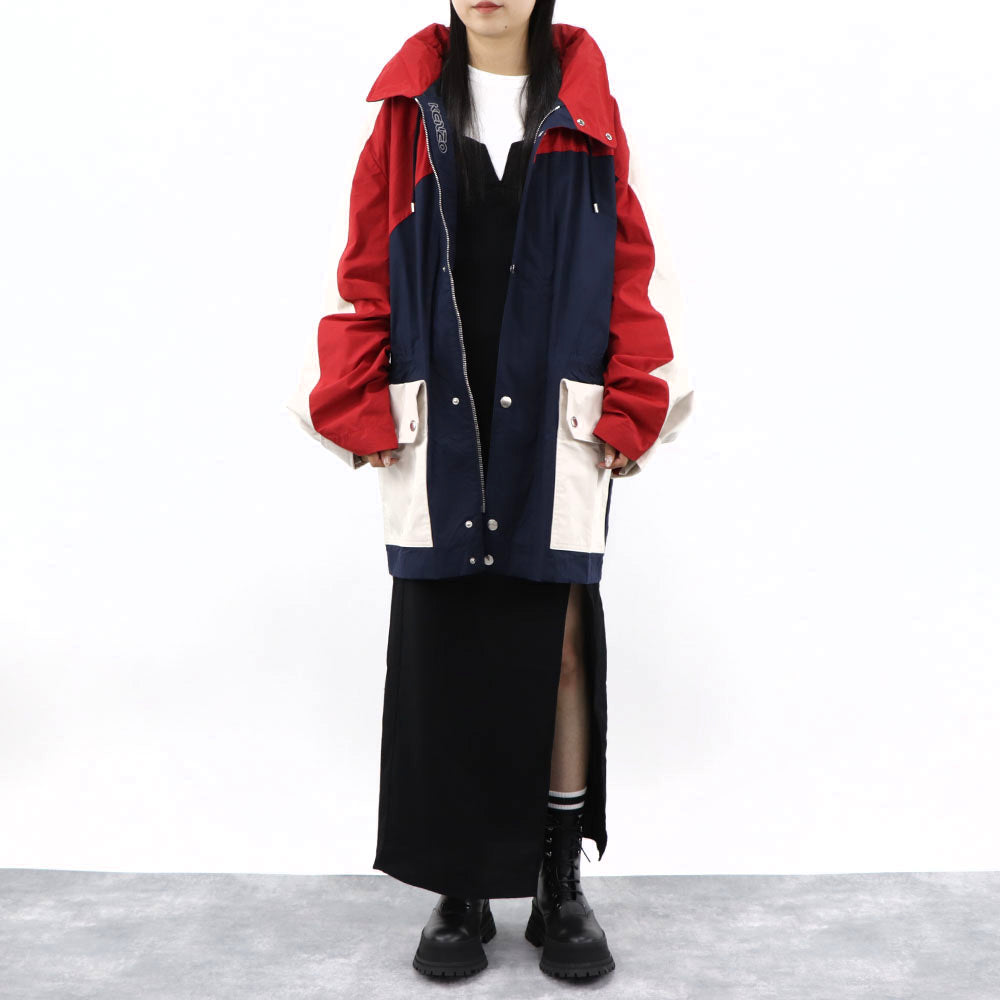ケンゾー ブルゾン ジャケット メンズ NAUTICAL PARKA レッド ネイビー ホワイト コット カラーブロックコットンジャケット フーディーン FA55OU6501NA 77