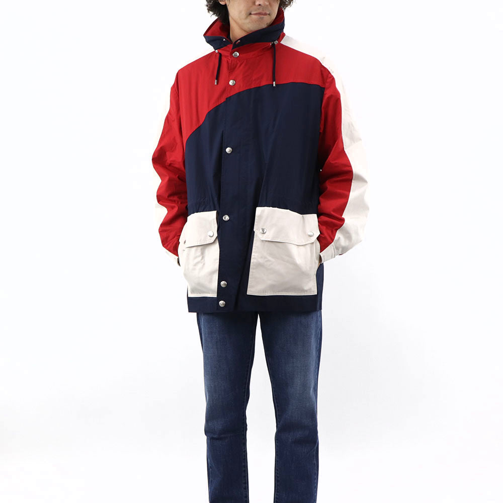 ケンゾー ブルゾン ジャケット メンズ NAUTICAL PARKA レッド ネイビー ホワイト コット カラーブロックコットンジャケット フーディーン FA55OU6501NA 77