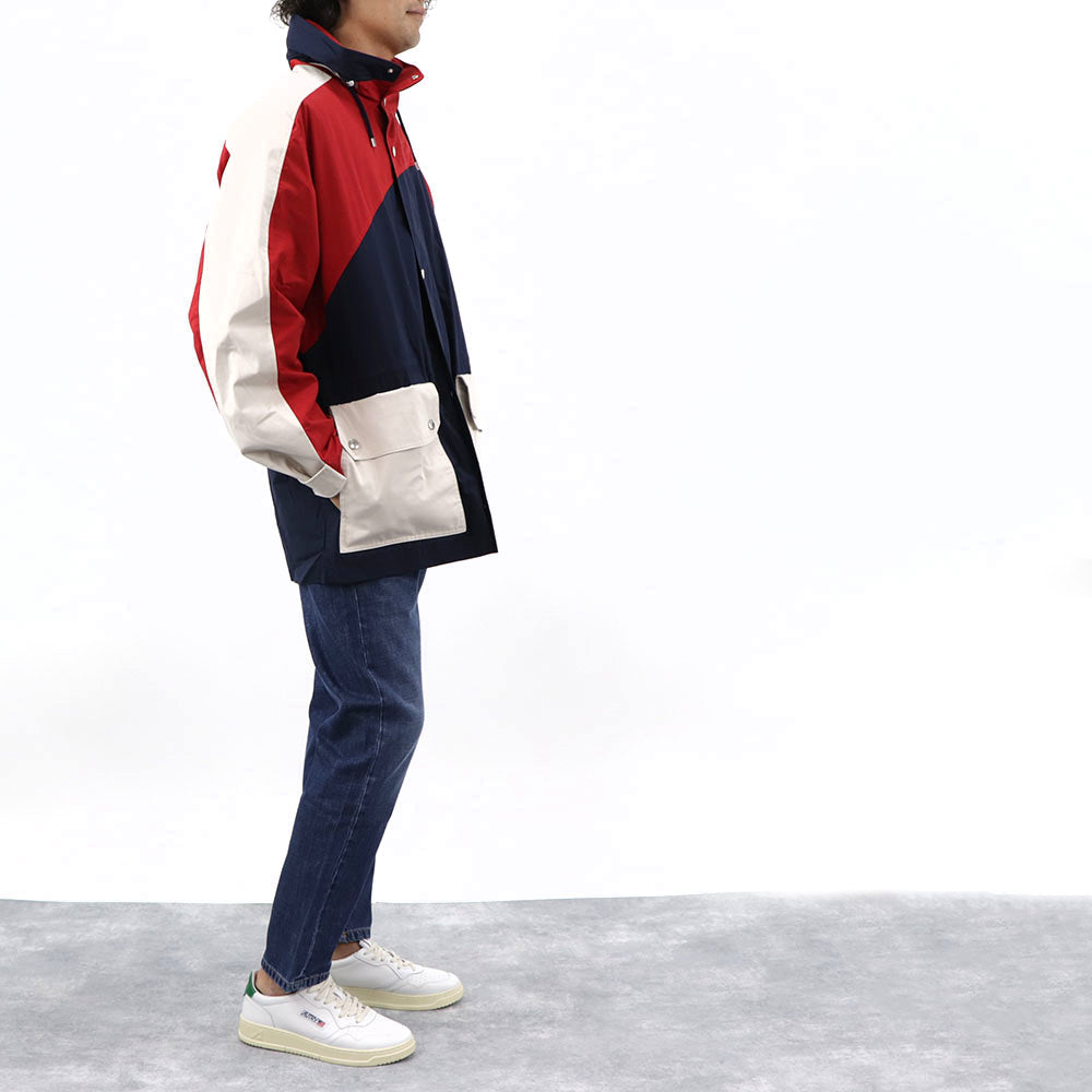 ケンゾー ブルゾン ジャケット メンズ NAUTICAL PARKA レッド ネイビー ホワイト コット カラーブロックコットンジャケット フーディーン FA55OU6501NA 77