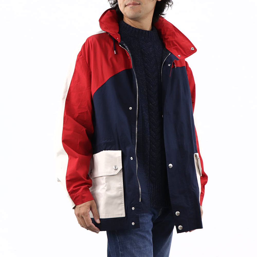 ケンゾー ブルゾン ジャケット メンズ NAUTICAL PARKA レッド ネイビー ホワイト コット カラーブロックコットンジャケット フーディーン FA55OU6501NA 77