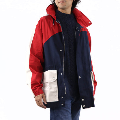 ケンゾー ブルゾン ジャケット メンズ NAUTICAL PARKA レッド ネイビー ホワイト コット カラーブロックコットンジャケット フーディーン FA55OU6501NA 77