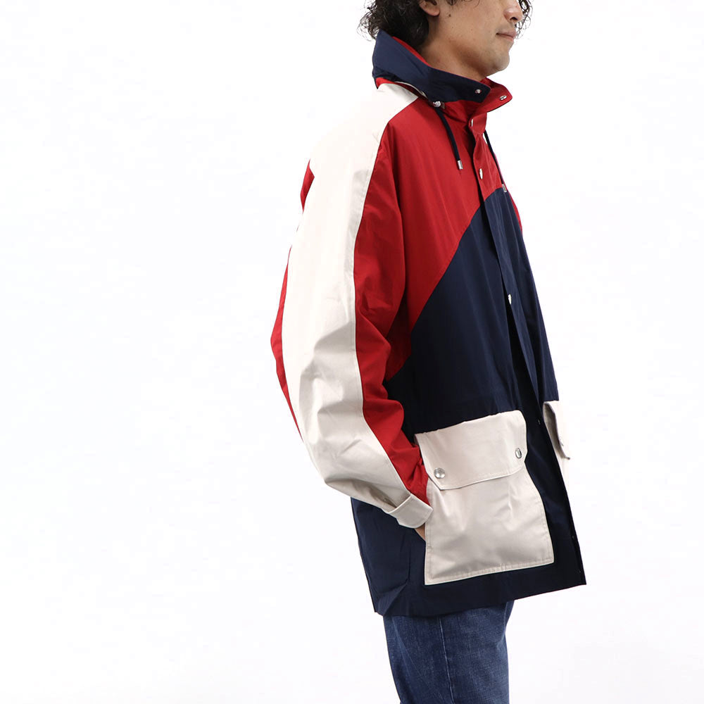ケンゾー ブルゾン ジャケット メンズ NAUTICAL PARKA レッド ネイビー ホワイト コット カラーブロックコットンジャケット フーディーン FA55OU6501NA 77