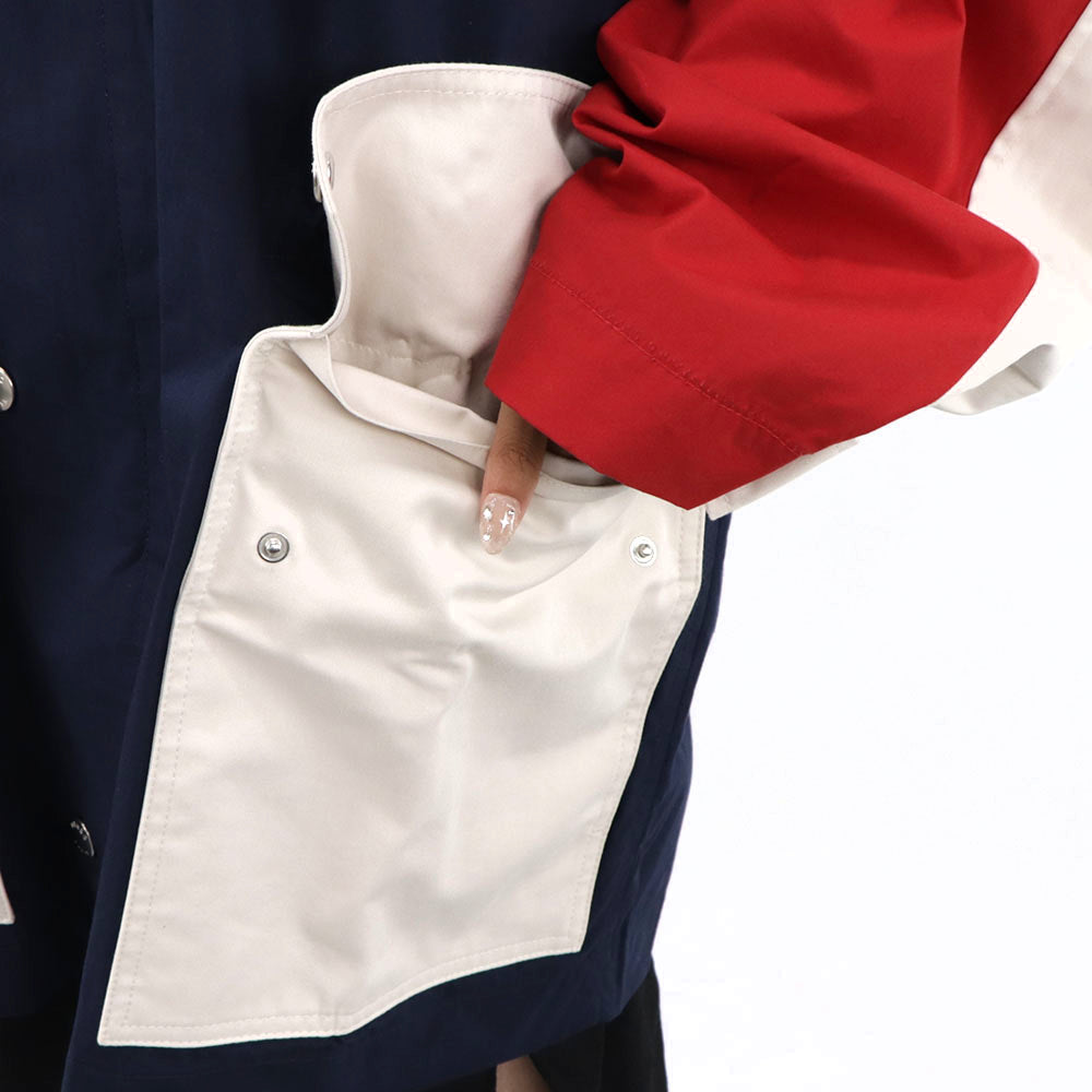 ケンゾー ブルゾン ジャケット メンズ NAUTICAL PARKA レッド ネイビー ホワイト コット カラーブロックコットンジャケット フーディーン FA55OU6501NA 77