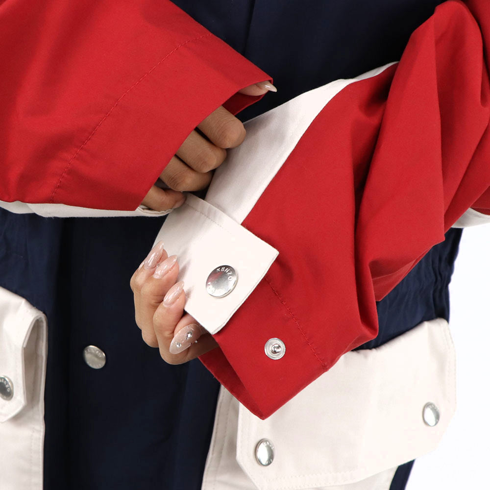 ケンゾー ブルゾン ジャケット メンズ NAUTICAL PARKA レッド ネイビー ホワイト コット カラーブロックコットンジャケット フーディーン FA55OU6501NA 77