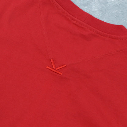 ケンゾー トップス Tシャツ カットソー 半袖 メンズ レッド ホワイト コットン クルーネック ロゴ FA55TS0184SA