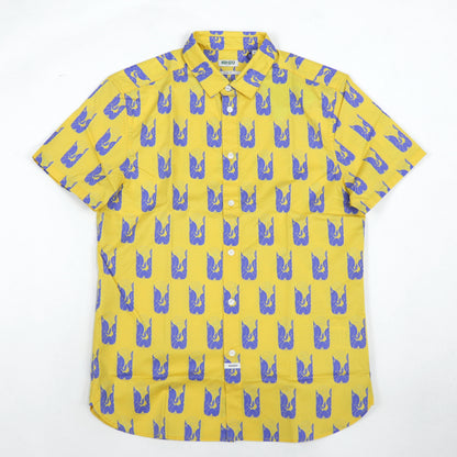 ケンゾー シャツ メンズ SLIM SS SHIRT イエロー コットン 開襟シャツ 半袖 ボタンダウン ポプリンシャツ グラフィック プリント FA55CH5201LJ 39