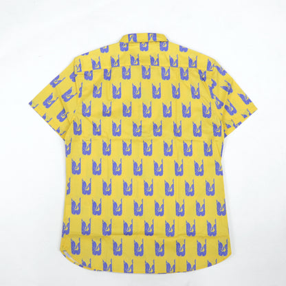 ケンゾー シャツ メンズ SLIM SS SHIRT イエロー コットン 開襟シャツ 半袖 ボタンダウン ポプリンシャツ グラフィック プリント FA55CH5201LJ 39