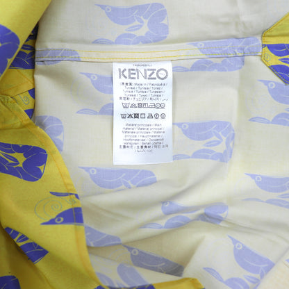 ケンゾー シャツ メンズ SLIM SS SHIRT イエロー コットン 開襟シャツ 半袖 ボタンダウン ポプリンシャツ グラフィック プリント FA55CH5201LJ 39