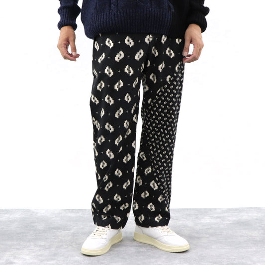 ケンゾー ボトムス メンズ STRAIGHT LEG BELTED PANT ブラック コットン ストレートカットパンツ カジュアルパンツ ダイカット柄 FA55PA3411PA 99