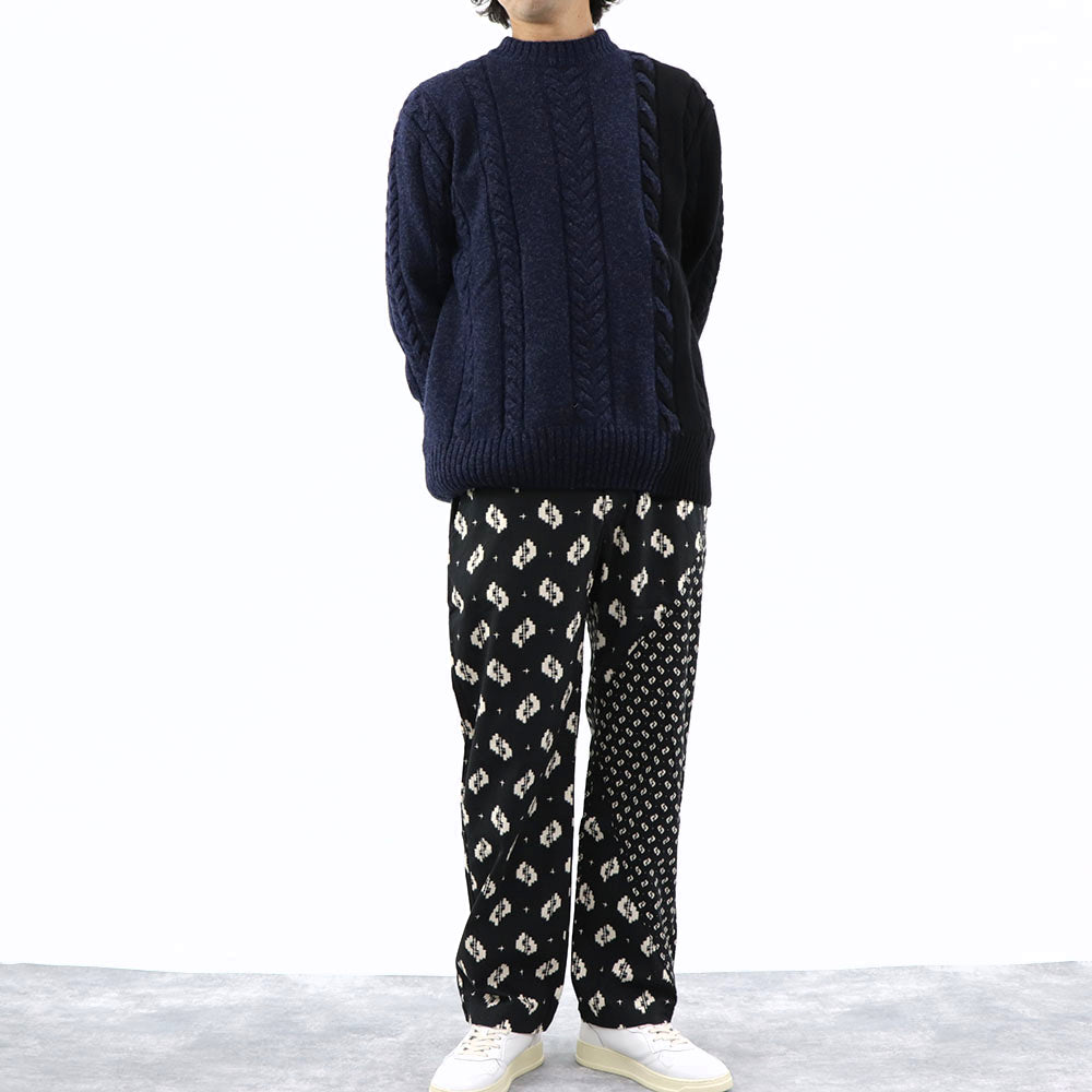 ケンゾー ボトムス メンズ STRAIGHT LEG BELTED PANT ブラック コットン ストレートカットパンツ カジュアルパンツ ダイカット柄 FA55PA3411PA 99
