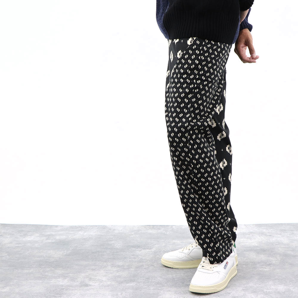 ケンゾー ボトムス メンズ STRAIGHT LEG BELTED PANT ブラック コットン ストレートカットパンツ カジュアルパンツ ダイカット柄 FA55PA3411PA 99