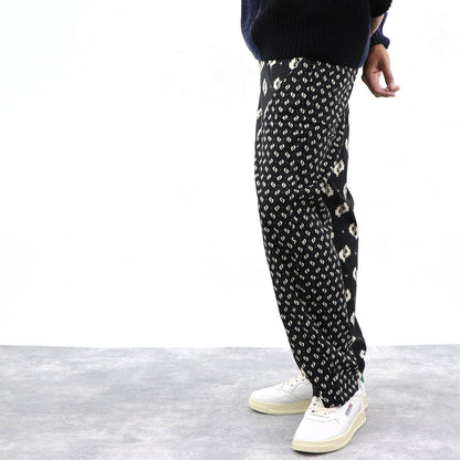 ケンゾー ボトムス メンズ STRAIGHT LEG BELTED PANT ブラック コットン ストレートカットパンツ カジュアルパンツ ダイカット柄 FA55PA3411PA 99