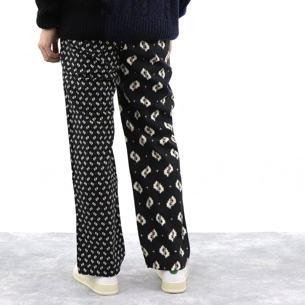 ケンゾー ボトムス メンズ STRAIGHT LEG BELTED PANT ブラック コットン ストレートカットパンツ カジュアルパンツ ダイカット柄 FA55PA3411PA 99