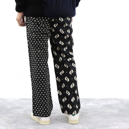 ケンゾー ボトムス メンズ STRAIGHT LEG BELTED PANT ブラック コットン ストレートカットパンツ カジュアルパンツ ダイカット柄 FA55PA3411PA 99