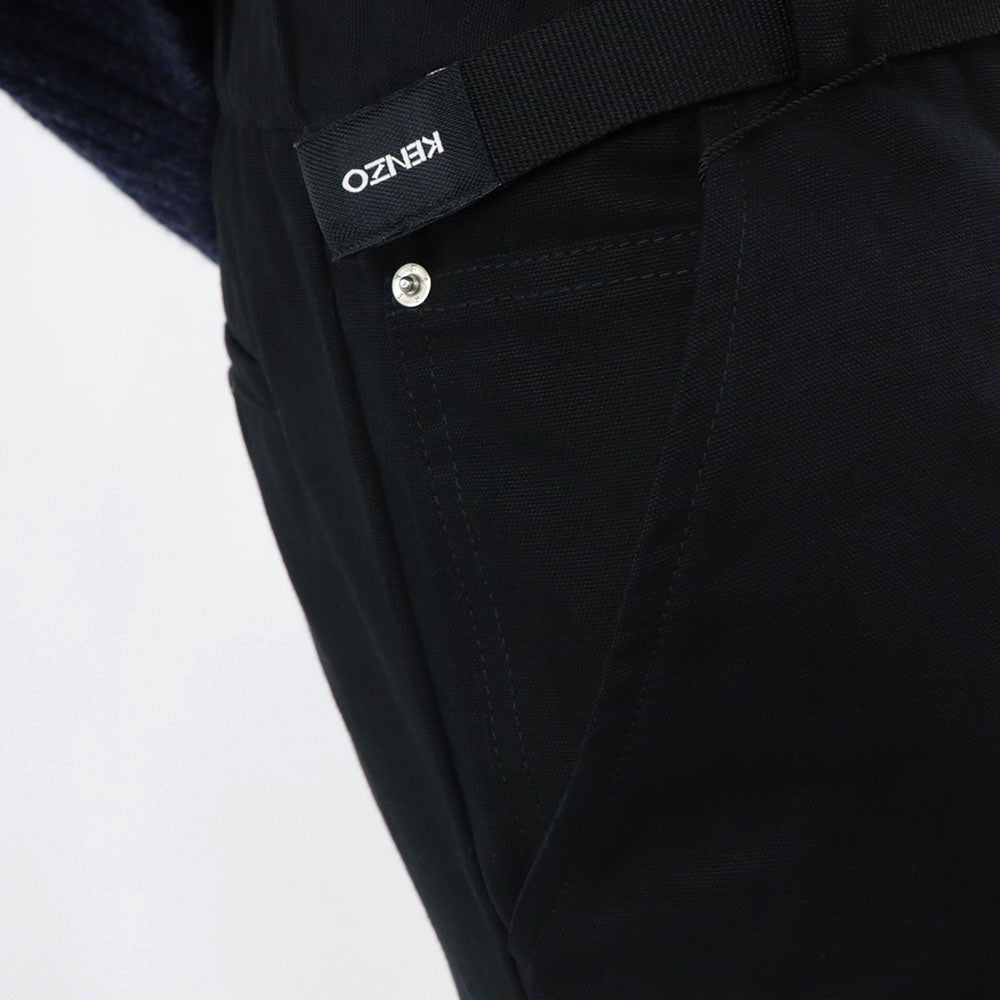 ケンゾー ボトムス メンズ STRAIGHT LEG BELTED PANT ブラック コットン ストレートカットパンツ カジュアル ロゴ FA55PA3411RC 99