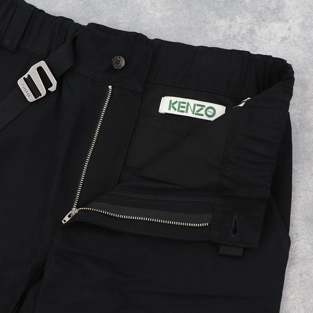 ケンゾー ボトムス メンズ STRAIGHT LEG BELTED PANT ブラック コットン ストレートカットパンツ カジュアル ロゴ FA55PA3411RC 99