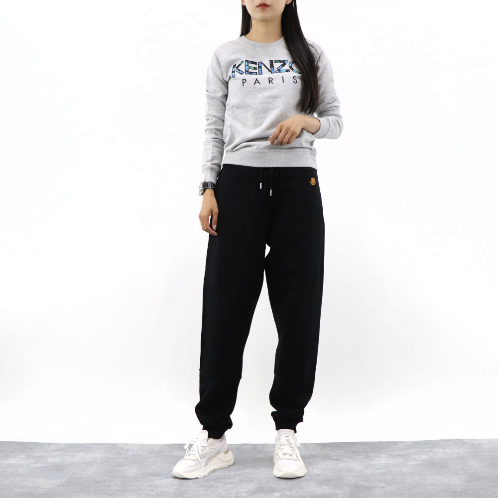 ケンゾー ボトムス スウェットパンツ ジョギングパンツ メンズ ブラック コットン ワンポイント タイガー カジュアル FB52PA7224ML