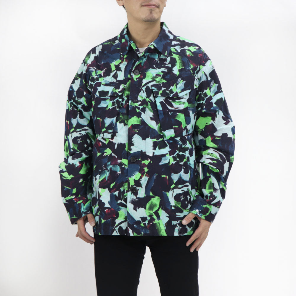 ケンゾー ジャケット メンズ PRINTED WORKWEAR JACKET ブルー グリーン コットン フラワープリント フローラル NIGO タイガー FB65VE2139D1 57