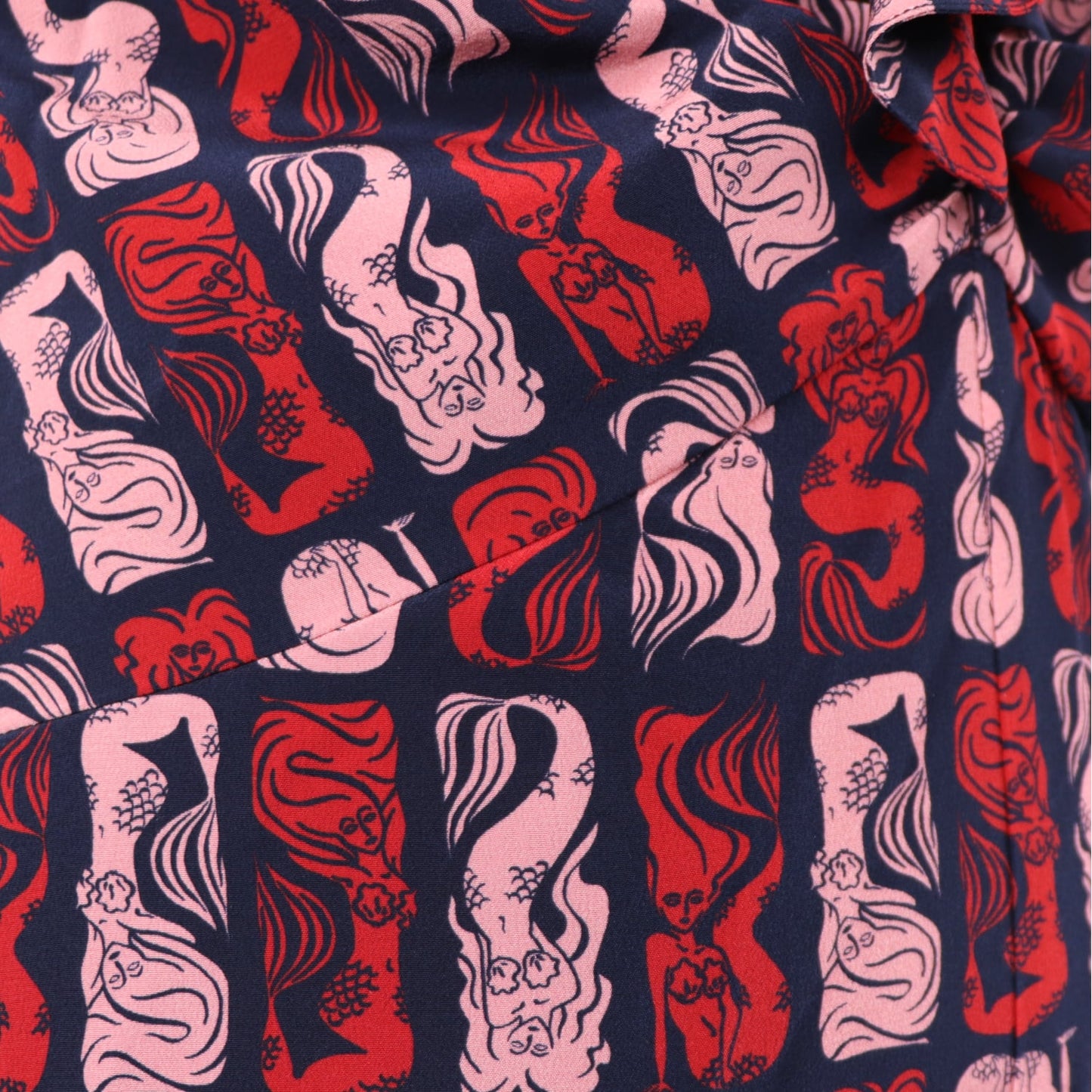 ケンゾー KENZO オールインワン レディース ネイビー シルク 薄手 Vネック 総柄 ボトムス パンツ 袖フレア