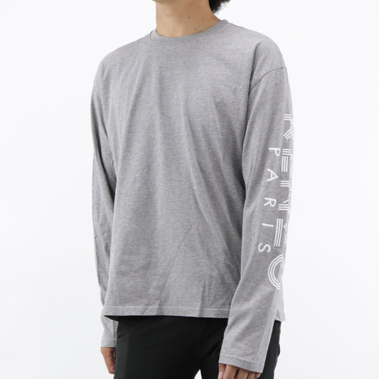 ケンゾー Tシャツ カットソー メンズ レディース グレー コットン クルーネック ロゴ 長袖 F665TS1524BD 95