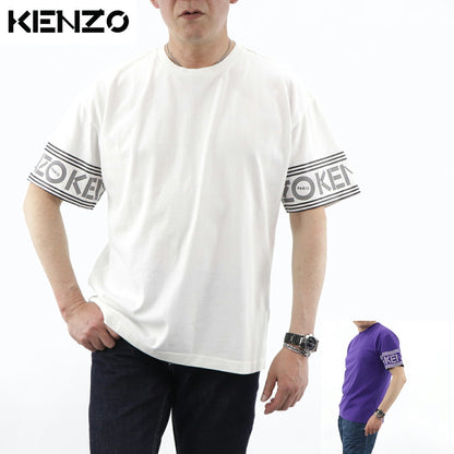 ケンゾー KENZO トップス Tシャツ カットソー メンズ パープル ホワイト クルーネック ロゴ 半袖 F005TS0434BD