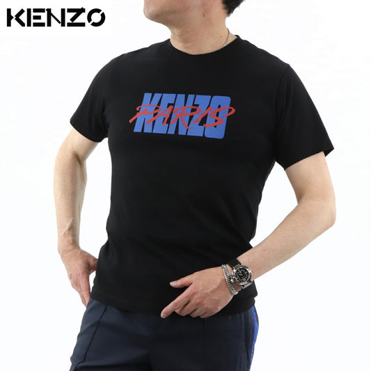 ケンゾー KENZO トップス Tシャツ カットソー メンズ ブラック コットン ロゴ プリント ラウンドネック 丸首 半袖 F955TS0184SA 99
