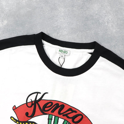ケンゾー KENZO トップス Tシャツ カットソー メンズ ホワイト ブラック コットン 刺繍 ロゴ プリント バンブータイガー トラ 竹 半袖 F955TS0194CE 01