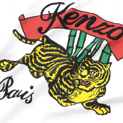 ケンゾー KENZO トップス Tシャツ カットソー メンズ ホワイト ブラック コットン 刺繍 ロゴ プリント バンブータイガー トラ 竹 半袖 F955TS0194CE 01